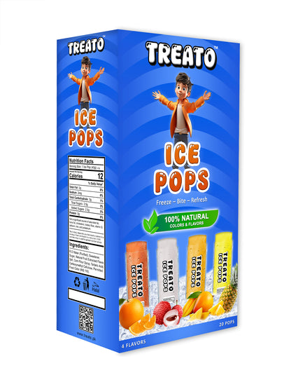 All Flavor Box of Treato Natural Ice Pops, Pack of 12 Ice Pops